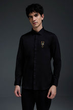 Kurlio(Scorpion) - Hand Embroidered Designer Shirt - Black