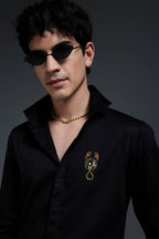 Kurlio(Scorpion) - Hand Embroidered Designer Shirt - Black