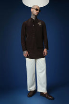 Swaagat Nahin Karoge Humara Hand Embroidered Bundi Set - Brown