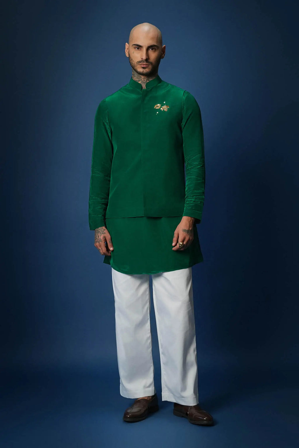 Bride Squad Hand Embroidered Bundi Set - Green