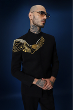 Eagle Hand Embroidered Bandhgala - Black