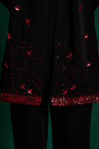 Speckled Birds Hand Embroidered Designer Shawl Set With Kurta And Pant