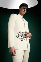 Serene Bloom(Rose)-hand Embroidered Bandhgala