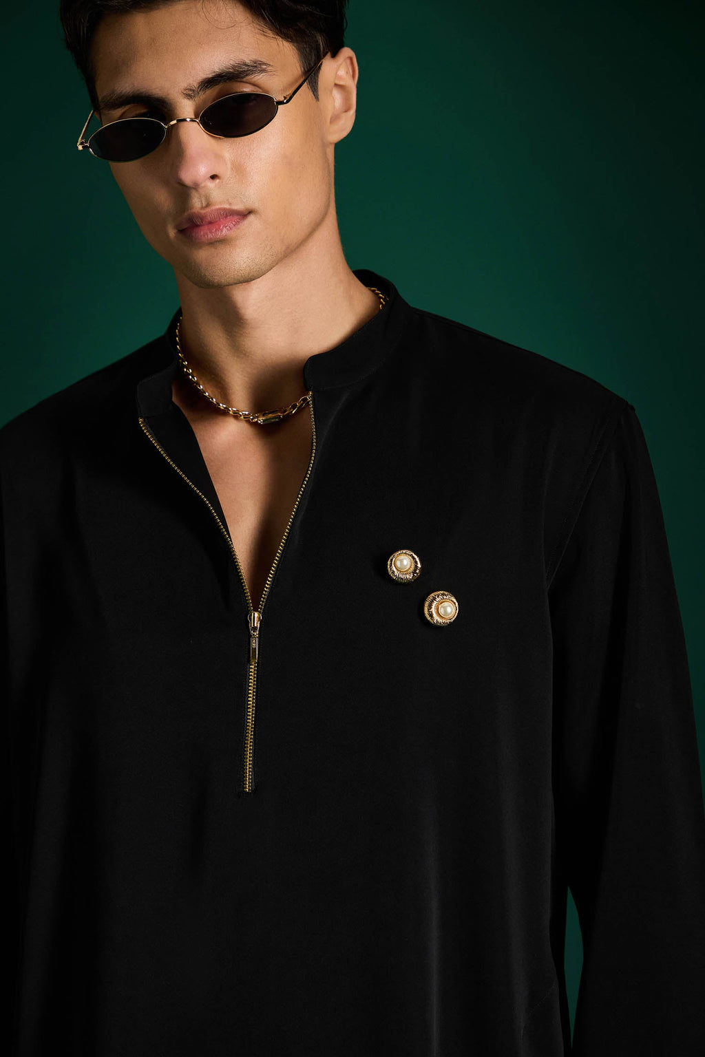 Disc Hand Designer Kurta - Black