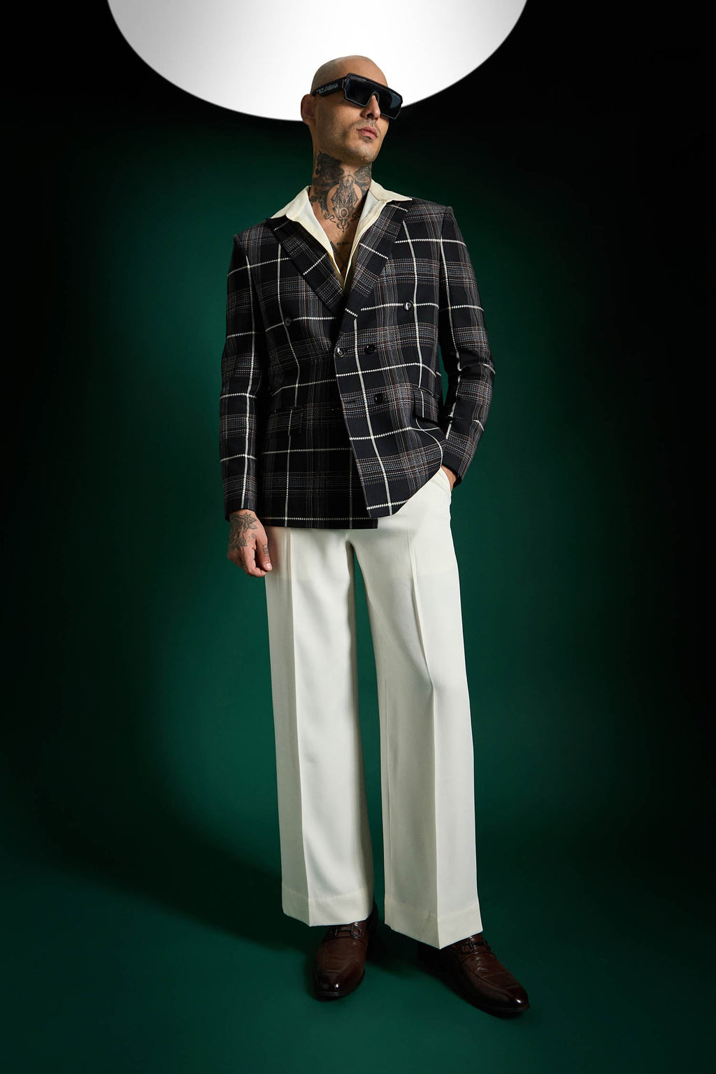 The Board Room Tartan Checks Blazer - Black