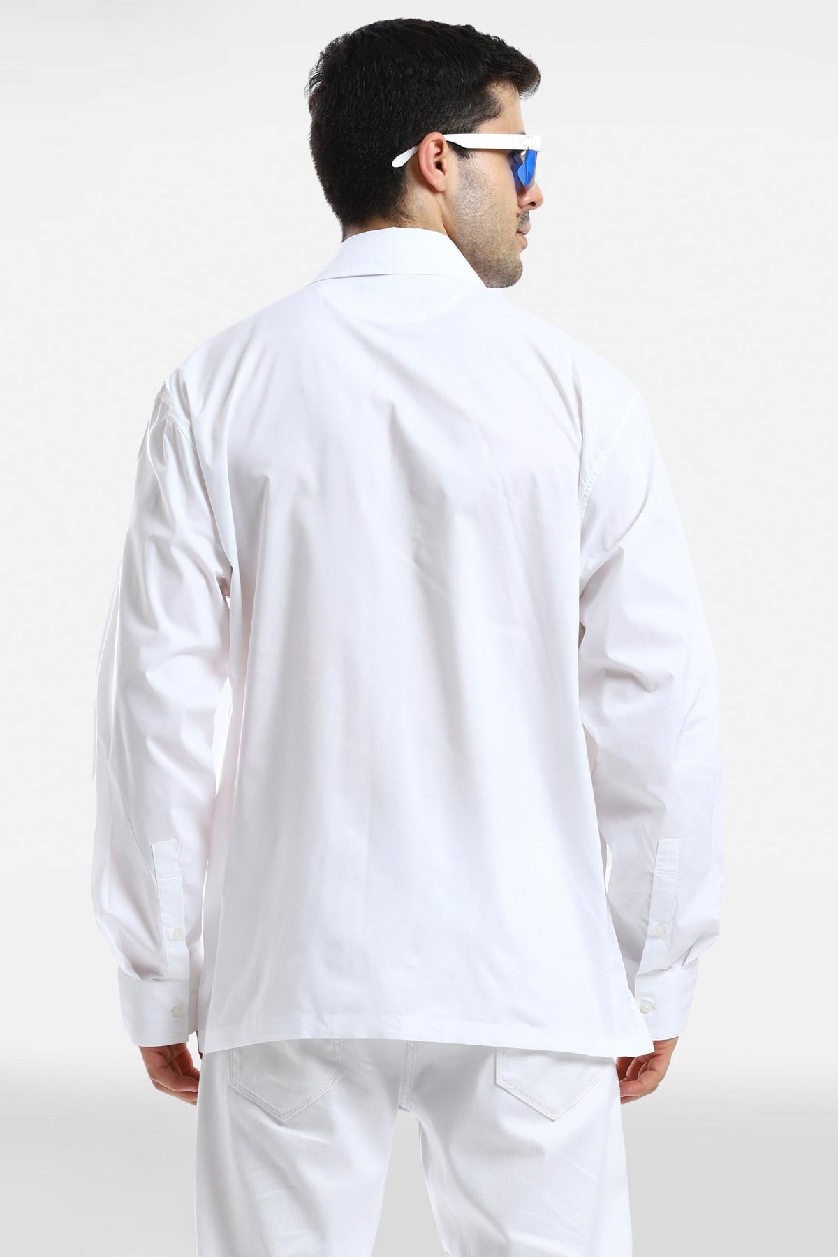 Attract no evil - Hand Embroidered Oversized Designer Shirt - White