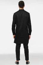 The King Hand Embroidered Designer Kurta - Black