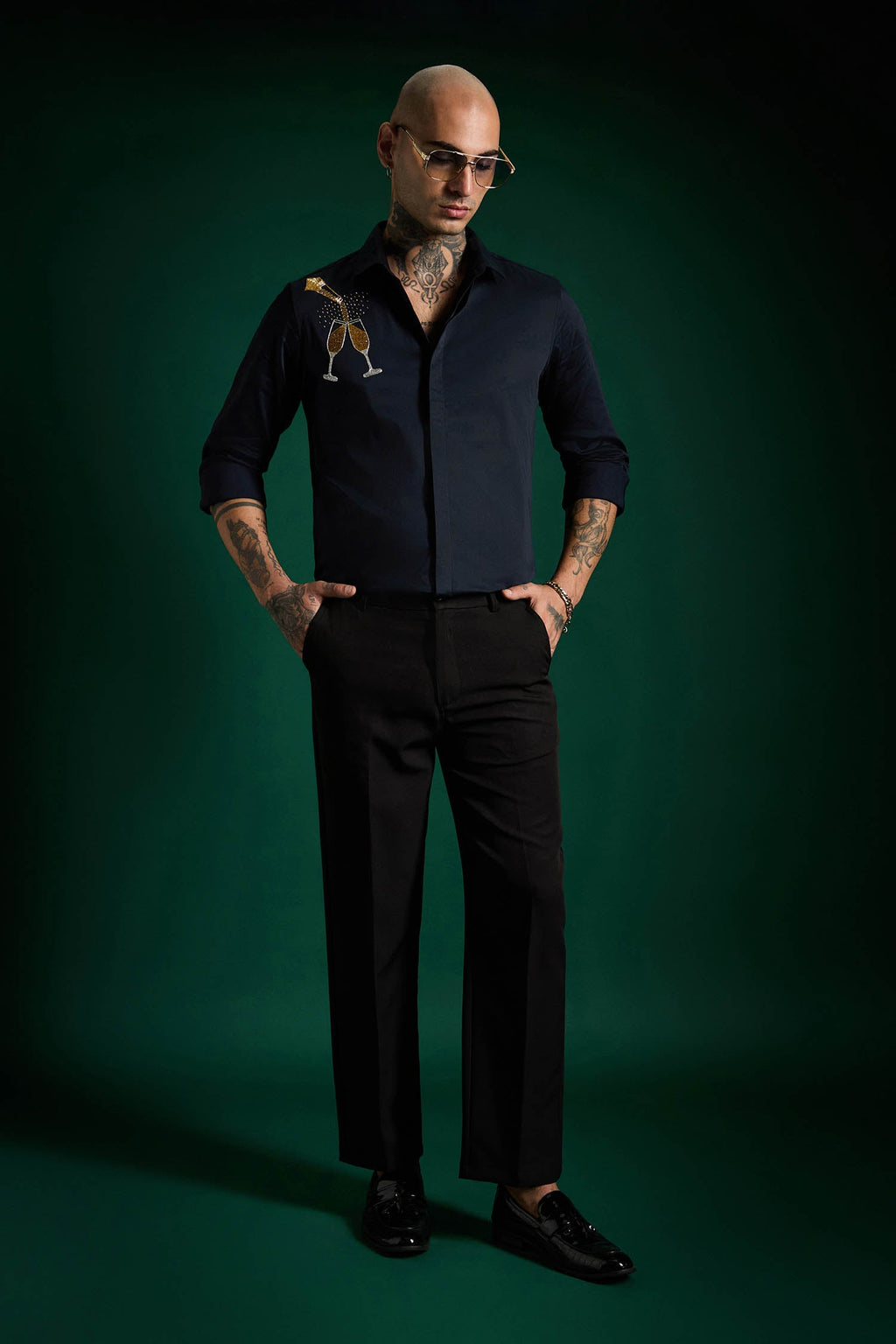 Champagne - Hand Embroidered Designer Shirt