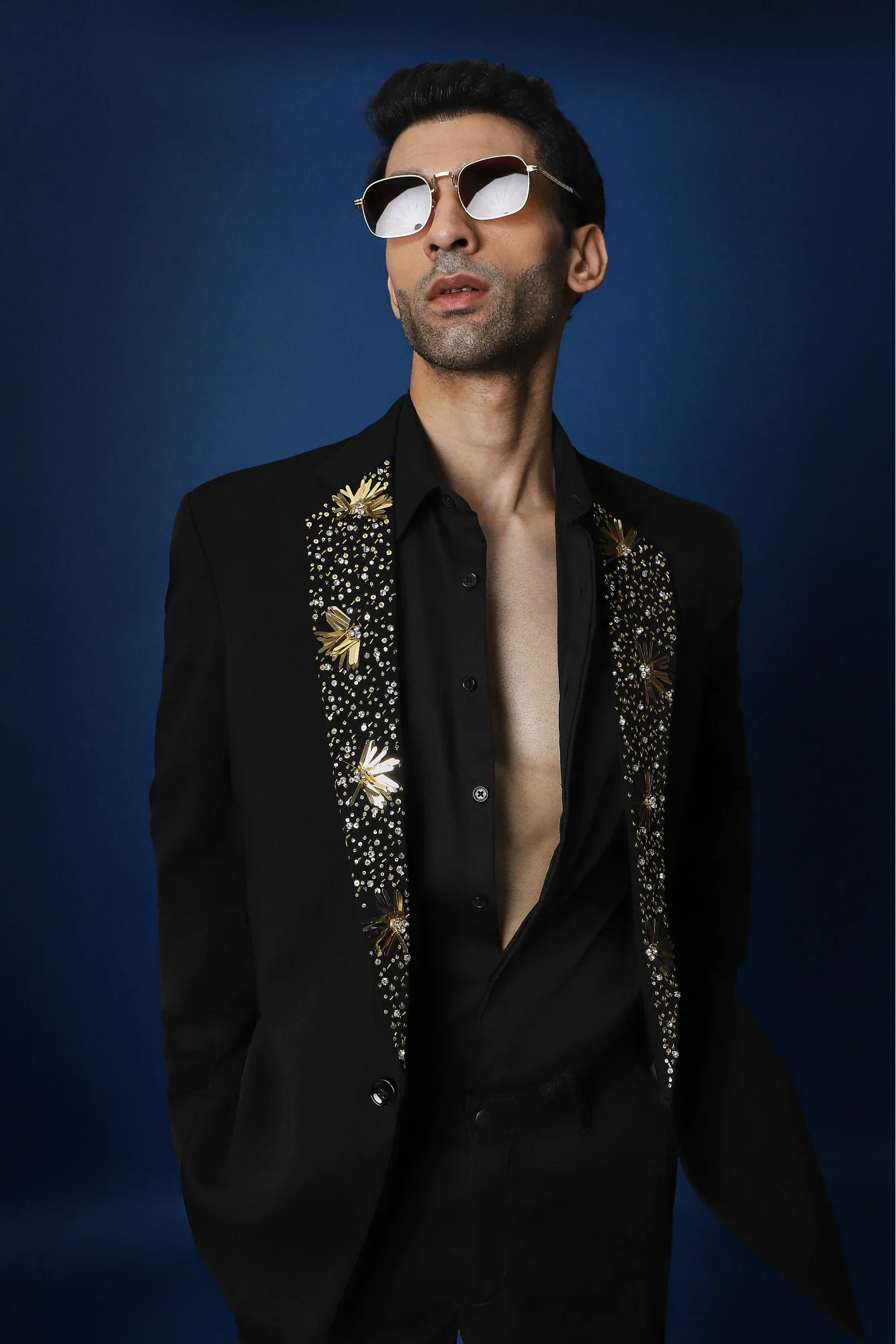 Nova Hand Embroidered Tuxedo - Black