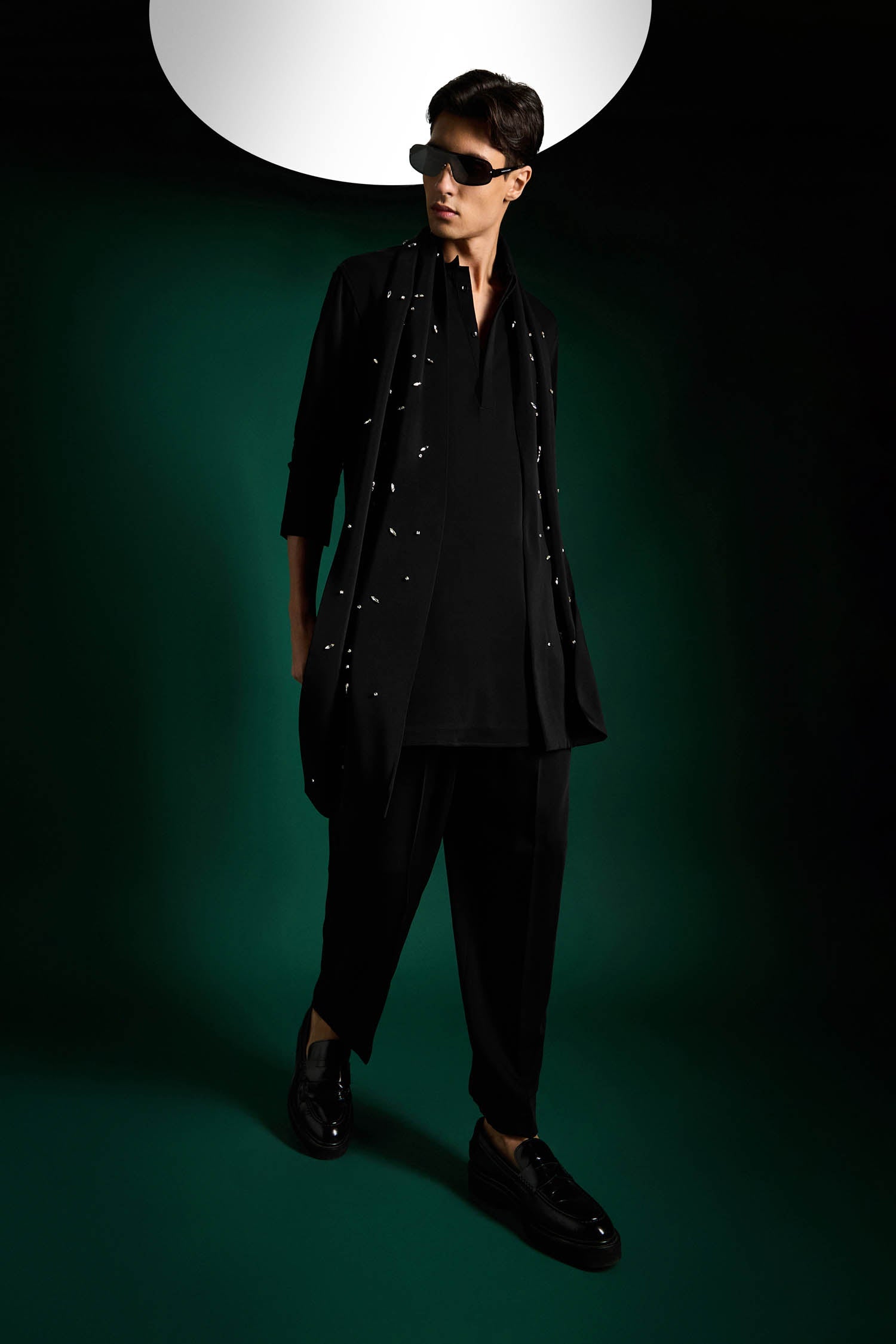 Flecked Hand Embroidered Designer Shawl Set With Kurta And Pant