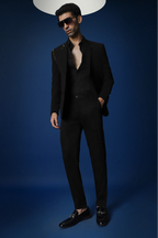 Metal Chain Hand Embroidered Tuxedo - Black