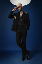 Dragonflies Hand Embroidered Tuxedo - Black