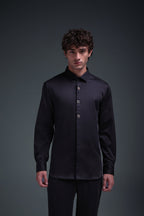 Regal(Red Rhinestone) - Hand Embroidered Designer Shirt - Black