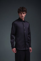 Regal(Red Rhinestone) - Hand Embroidered Designer Shirt - Black