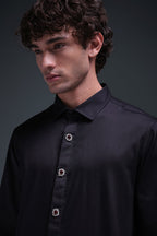 Regal(Red Rhinestone) - Hand Embroidered Designer Shirt - Black