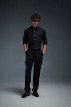 Regal(Red Rhinestone) - Hand Embroidered Designer Shirt - Black