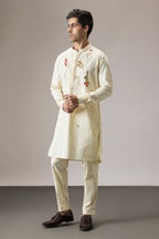 Cascade(Floral) - Hand Embroidered Designer Kurta - Ivory