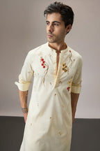 Cascade(Floral) - Hand Embroidered Designer Kurta - Ivory