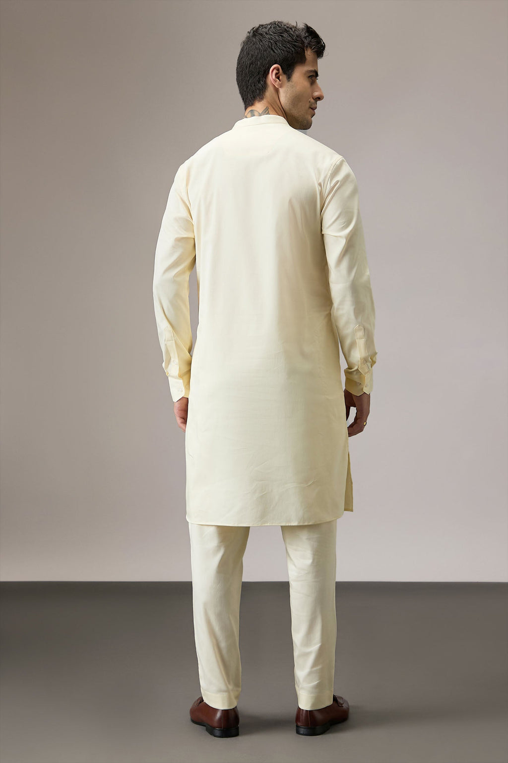 Cascade(Floral) - Hand Embroidered Designer Kurta - Ivory