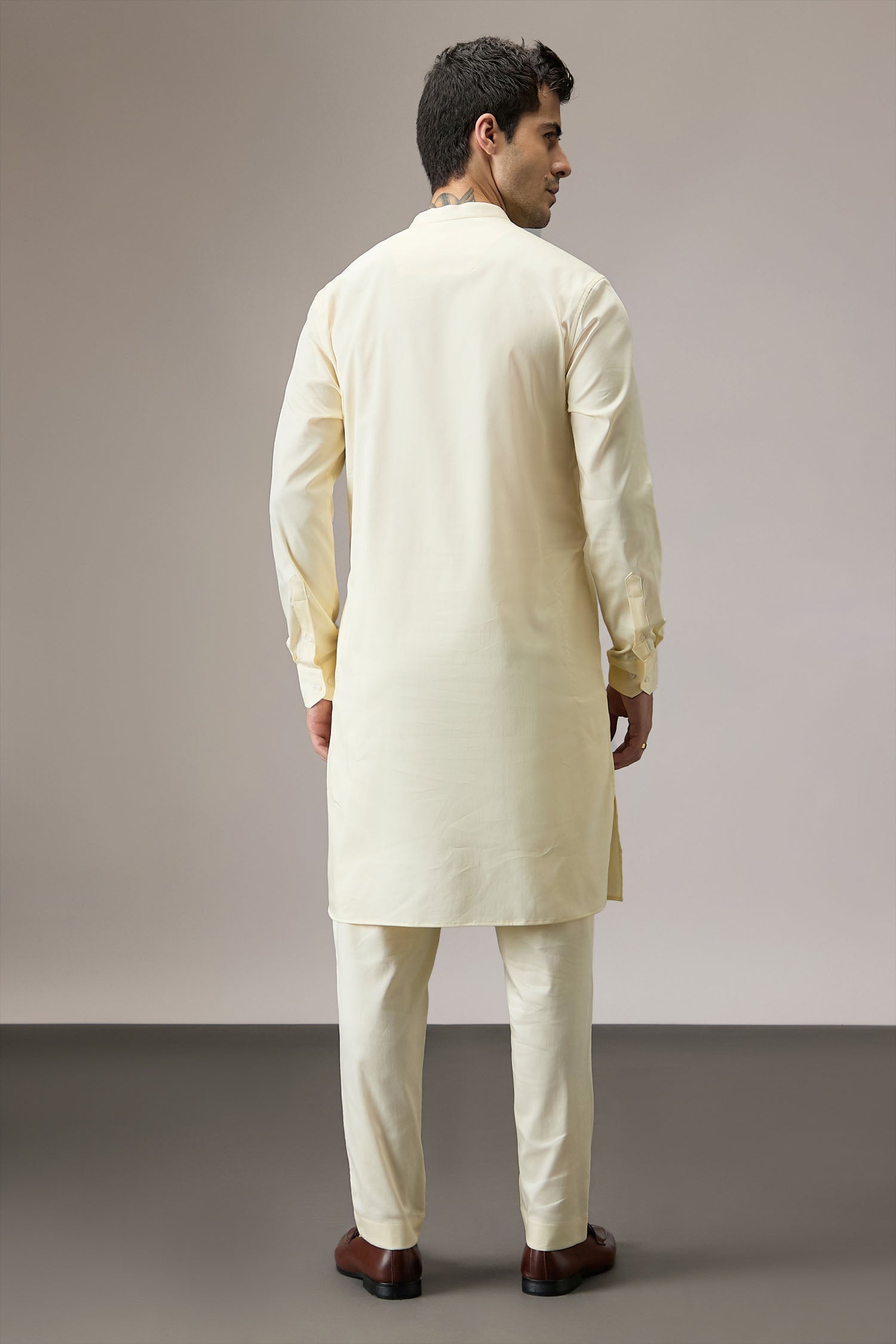 Cascade(Floral) - Hand Embroidered Designer Kurta - Ivory