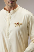 Wasp(Bee) - Hand Embroidered Designer Kurta - Ivory