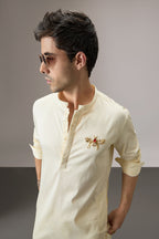 Wasp(Bee) - Hand Embroidered Designer Kurta - Ivory