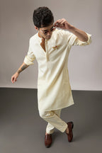 Wasp(Bee) - Hand Embroidered Designer Kurta - Ivory