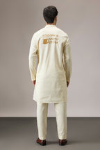 Grooms Crew - Hand Embroidered Designer Kurta - Ivory