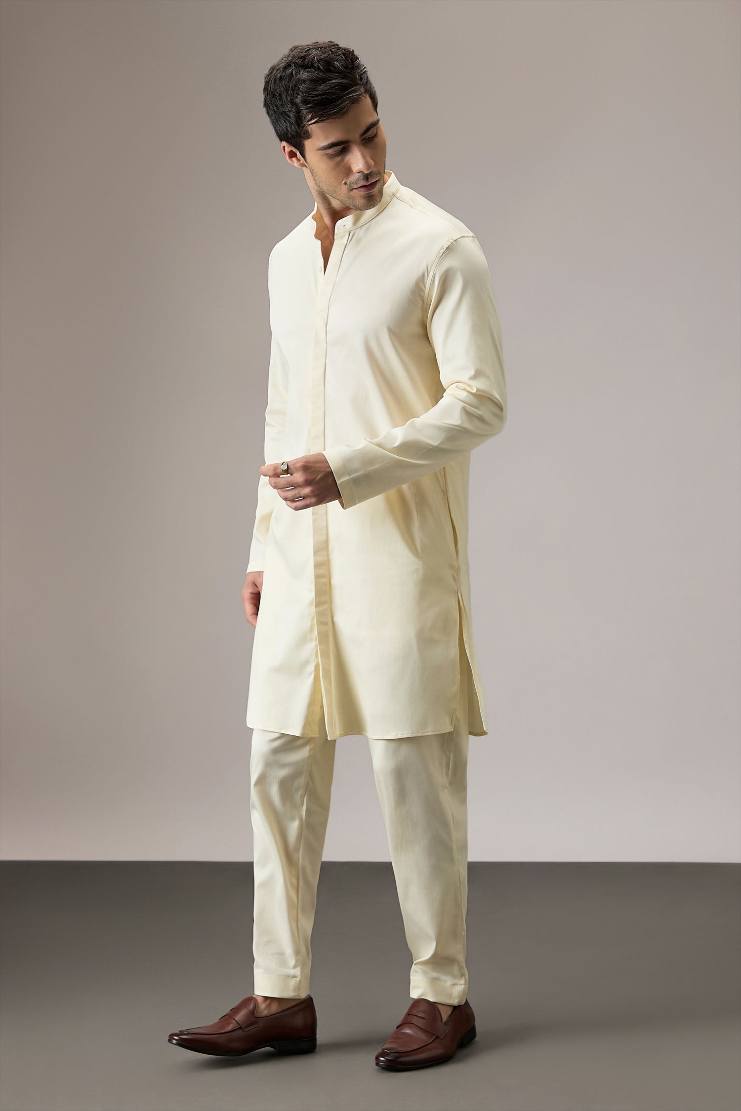 Grooms Crew - Hand Embroidered Designer Kurta - Ivory