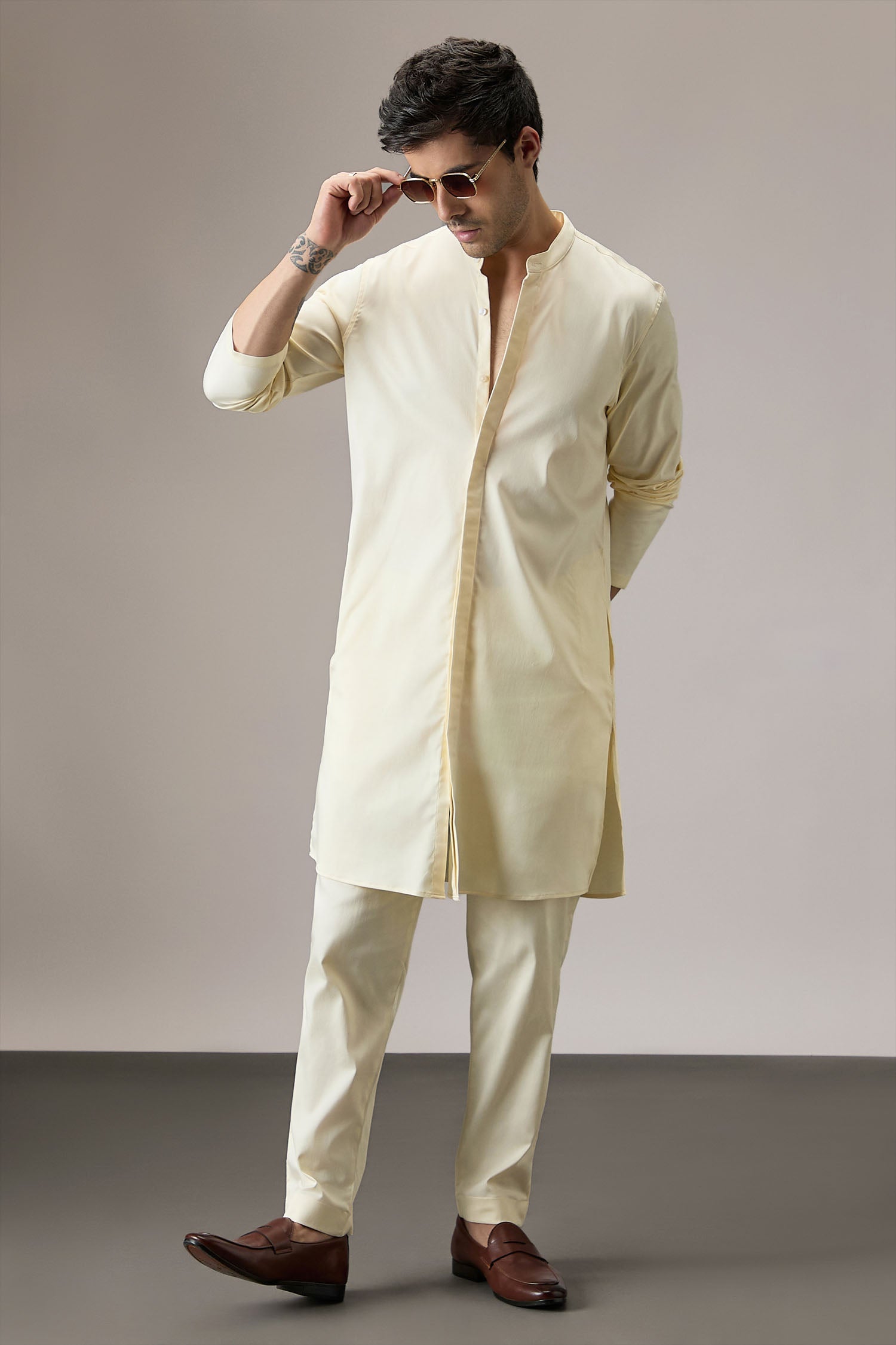 Grooms Crew - Hand Embroidered Designer Kurta - Ivory