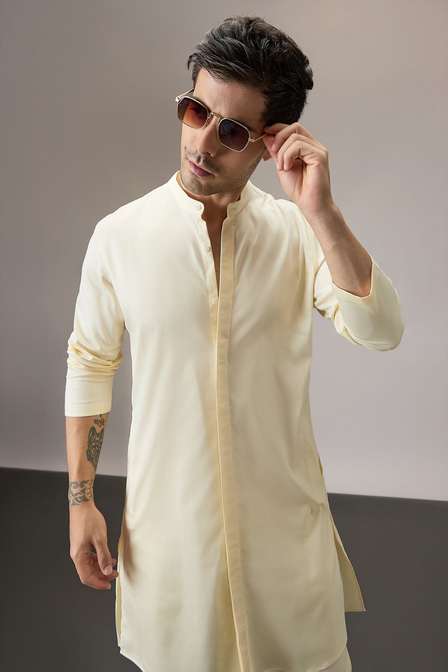 Grooms Crew - Hand Embroidered Designer Kurta - Ivory