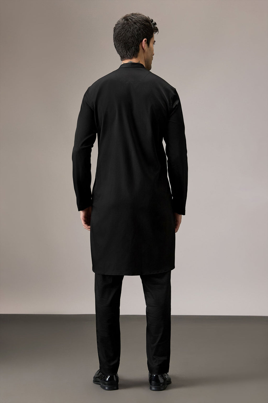 Indan(Floral) - Hand Embroidered Designer Kurta - Black