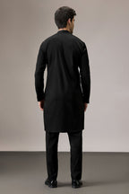 Indan(Floral) - Hand Embroidered Designer Kurta - Black