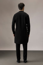 Lush All-over(Floral) - Hand Embroidered Designer Kurta - Black