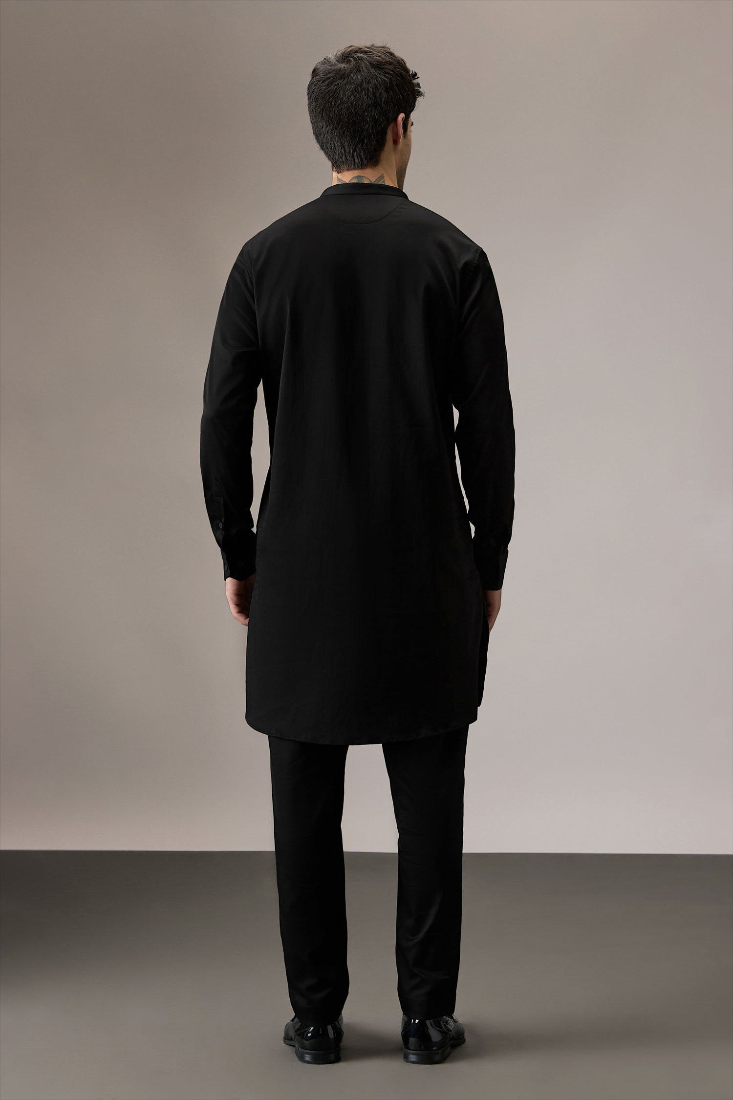 Lush All-over(Floral) - Hand Embroidered Designer Kurta - Black