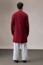 Glint (All Over) - Hand Embroidered Designer Kurta - Burgundy