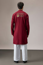 Grooms Crew - Hand Embroidered Designer Kurta - Burgundy