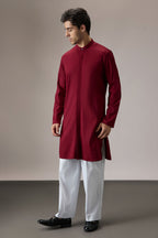 Grooms Crew - Hand Embroidered Designer Kurta - Burgundy