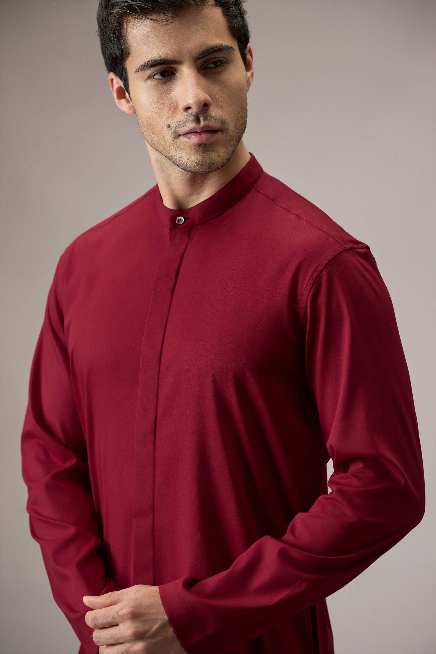 Grooms Crew - Hand Embroidered Designer Kurta - Burgundy