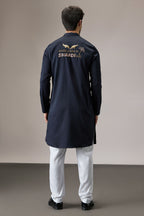Mere Yaar Ki Shaddi Hai - Hand Embroidered Designer Kurta - Navy
