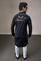 Mere Yaar Ki Shaddi Hai - Hand Embroidered Designer Kurta - Navy