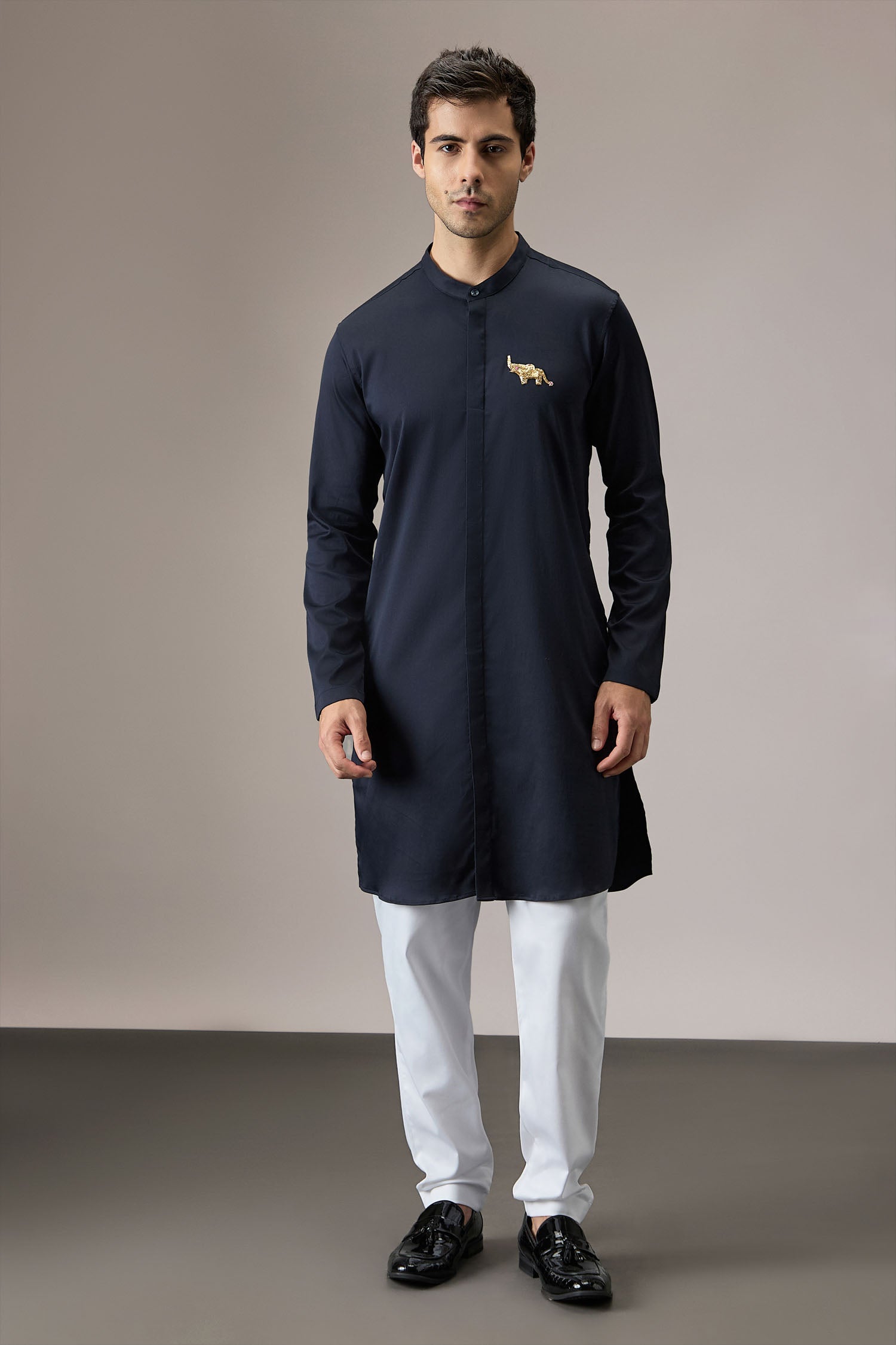 Mere Yaar Ki Shaadi Hai - Hand Embroidered Designer Kurta - Navy
