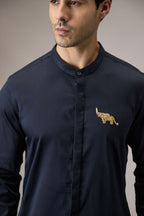 Mere Yaar Ki Shaddi Hai - Hand Embroidered Designer Kurta - Navy