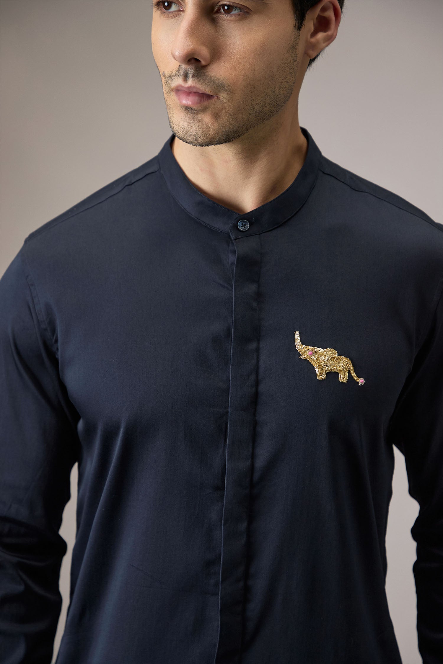 Mere Yaar Ki Shaddi Hai - Hand Embroidered Designer Kurta - Navy