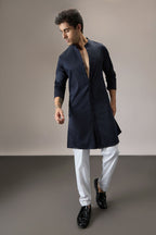 Grooms Crew - Hand Embroidered Designer Kurta - Navy