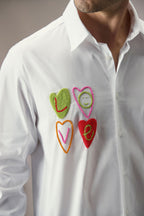 Love - Hand Embroidered Designer Shirt - White