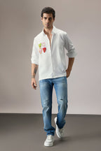 Love - Hand Embroidered Designer Shirt - White
