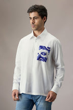 Attract Don‰۪t Chase - Hand Embroidered Designer Shirt - White