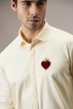 Cordelia - Hand Embroidered Designer Shirt - Ivory