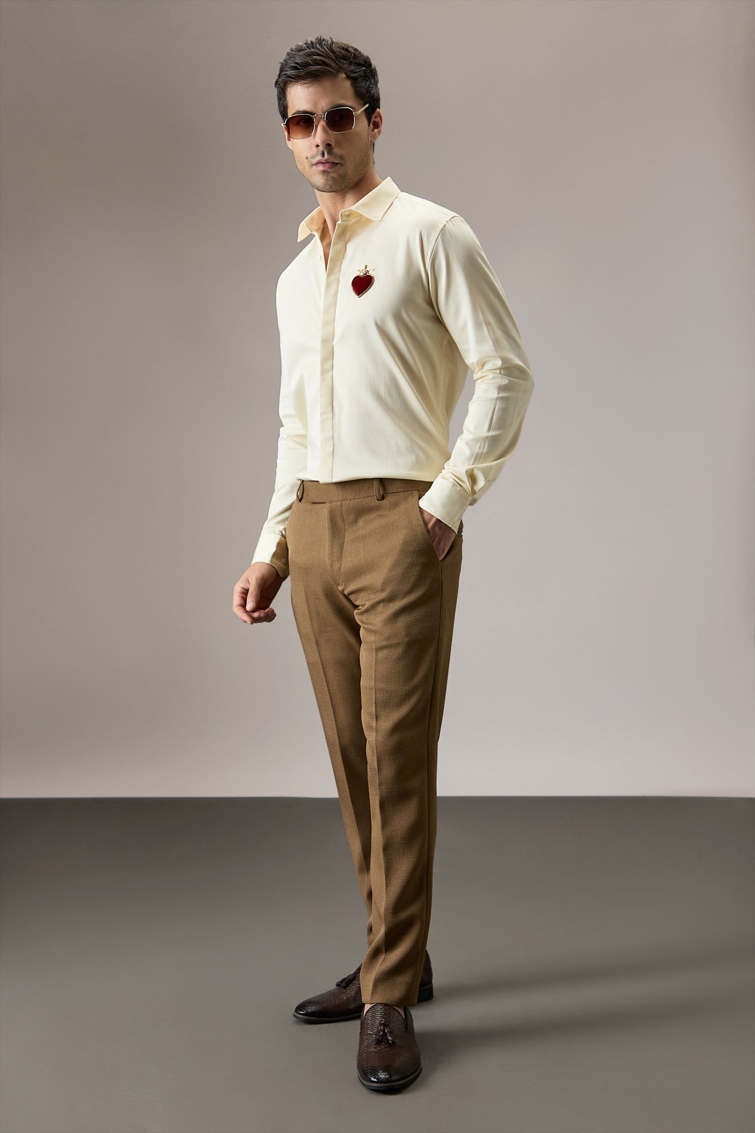 Cordelia - Hand Embroidered Designer Shirt - Ivory